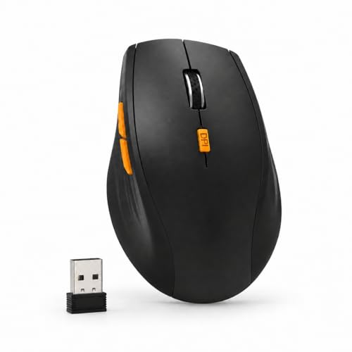 Low Noise Wireless Mouse, 2.4GHz Ergonomic Computer Mouse with USB Receiver, 3 DPI Levels, 6 Buttons, Silent Click Mouse for Laptop, PC, Windows and Mac