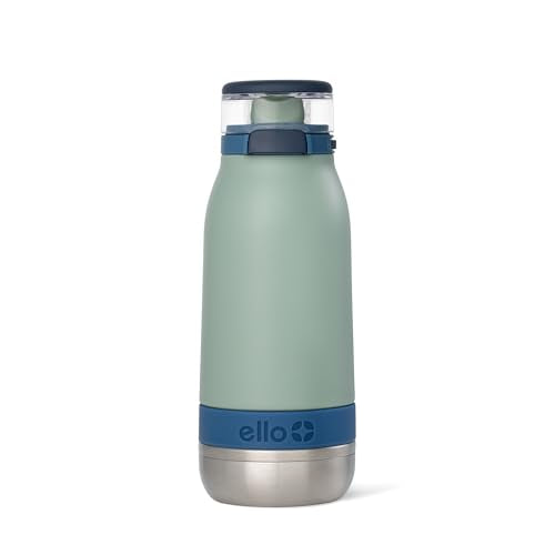 Ello Emma 14oz Insulated Stainless Kids Water Bottle with Straw, Seaside | Insulated stainless steel kids water bottle with straw, leakproof locking lid, carry handle, and cold drinks for school - color: Seaside