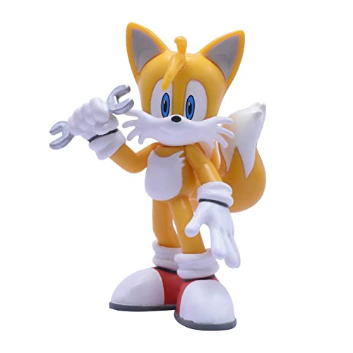 Just Toys LLC Sonic the Hedgehog Tails Buildable Action Figure, 4 in | Buildable 4-inch Tails figure with 4 interchangeable arms. Officially licensed collectible — 5 to collect. Ages 3+. - style: Tails