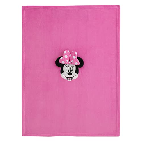 Disney Let's Party Pink, Black and White Minnie Mouse Character Shaped Toddler Blanket - color: Minnie Mouse Let's Party Pink