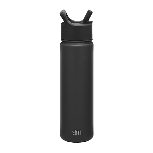 Simple Modern Insulated Water Bottle with Straw | 22oz | Black - color: - Midnight Black, style: 22oz