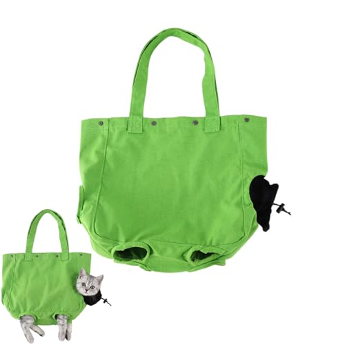 Cat Carrier Bag, Soft Pet Canvas Shoulder Carrying Pouch Hand Free Kitten Backpack with Holes for 5-11 lbs Small Dogs, Cats, and Pets Outdoor Travel, Green - color: Green