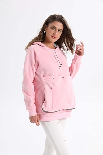 Pet Cat Dog Pouch Hoodie Small Animal Carrier – Kitten Puppy Pouch Sweatshirt Holder Fleece Unisex Hoodies Pink - color: Pink, size: Large