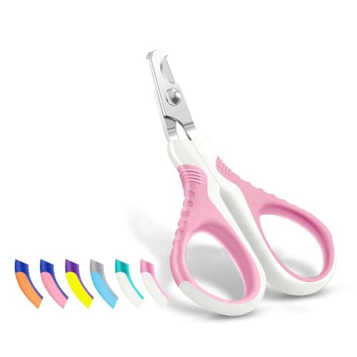 Pet Nail Clippers U07.1, Professional Claw Trimmer, Bended Scissor Special for Cats, Kittens, Dogs, Puppies, Small Animals, White/Thulian Pink - color: #03 White/Thulian Pink