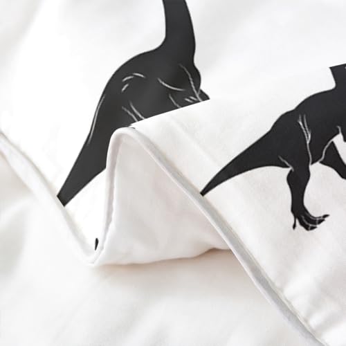 100% Cotton Dinosaur Duvet Cover Dino Silhouettes Bedding Set Full Size, Wildlife Animals Black White Comforter Cover For Kids Boys Teens Adult Bedroom Decor Dinosaurs Quilt Cover 2 Pillowcases - color: Multi 08, size: Full (No Comforter)
