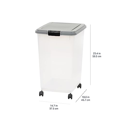 Amazon Basics Airtight Pet Food Storage Container with Scoop, BPA Free, Removable Wheels, 69 QT, Gray - size: 69 QT