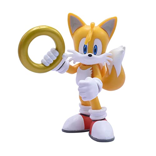 Just Toys LLC Sonic the Hedgehog Tails Buildable Action Figure, 4 in | Buildable 4-inch Tails figure with 4 interchangeable arms. Officially licensed collectible — 5 to collect. Ages 3+. - style: Tails