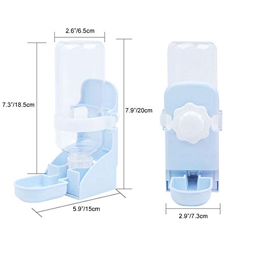 2Pcs 17oz Water Bottle for Small Animals, Rabbit Water Feeder Bowl Bunny Dispenser Hanging Automatic Guinea Pig Bottle for Cage - color: Blue+Blue