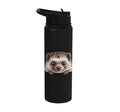 Hedgehog Cute Peeking Spiky Animal Lover Stainless Steel Insulated Water Bottle - color: Black