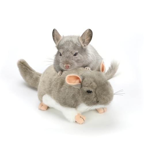 YUEPET Soft Chinchilla Cuddler Plush Toy, Guinea Pig Plush Toy for Cages | Chinchilla Cage Accessories, Chinchilla-Shaped Plush, Thick Plush Fabric, Flat Base, Washable, For Indoor Cages