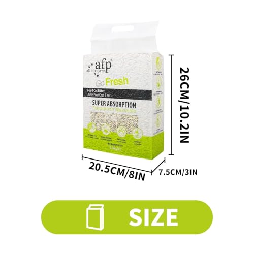 All For Paws Tofu Cat Litter, Low Tracking 2mm Small Particles, 55N Hardness, 24/7 Odor Lock 5-in-1 Deodorizing Blend, Fast Strong Clumping, Natural Plant Fiber, Safe for Cats, 12.3LBS(2 Pack)