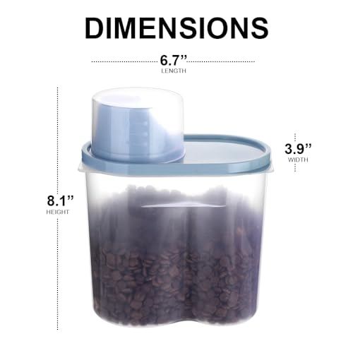 2 Pack 2lb/2.5L Pet Food Storage Container with Measuring Cup, Can Covers and Bowl for Small Dog, Cat, Waterproof-BPA Free (Blue 1.8L) - color: Blue 1.8L
