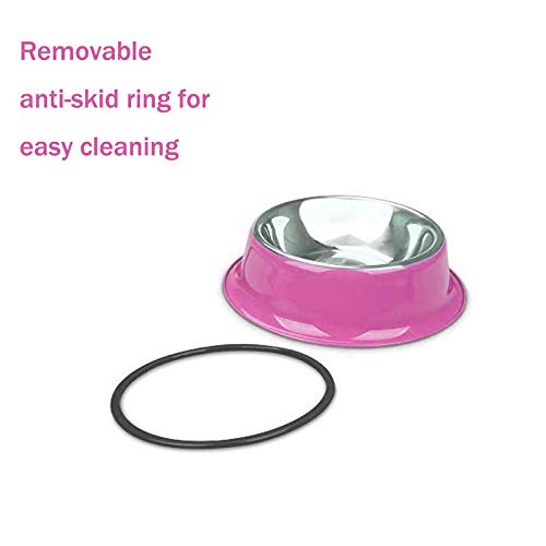 YUDANSI Stainless Steel Shallow Cat Bowls 3 Pack, Puppy Small Dogs Feeder for Food Water, Lightweight Small Pet Dish Set Multi-color for Wet Food Kibble Treats, Non Slip Anti Overturning Feeding Plate - color: 5.9in