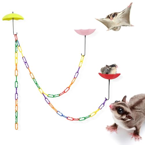 3 PCS Sugar Glider Platform Professional Sugar Glider Toys Cage Accessories with C-Clips Climbing Chain for Birds, Sugar Glider, Pet