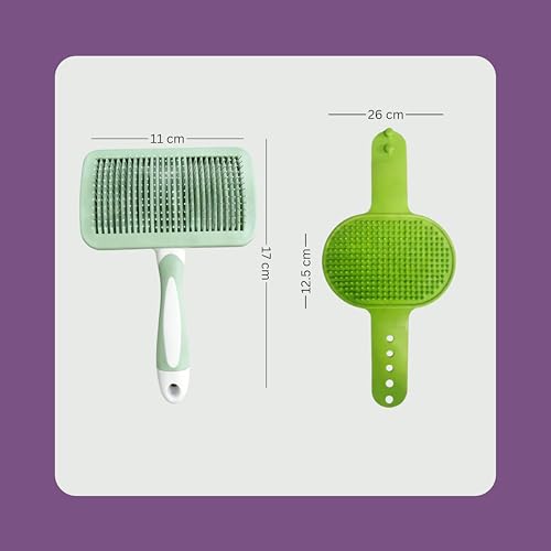 2PCS Self-Cleaning Deshedding Dog & Cat Brush – Skin-Friendly Dog Brush For Shedding Grooming Tool for Dogs, Cats & Puppies | Bath Brush for Shedding, Indoor Cats | Premium Pet Supplies, Green