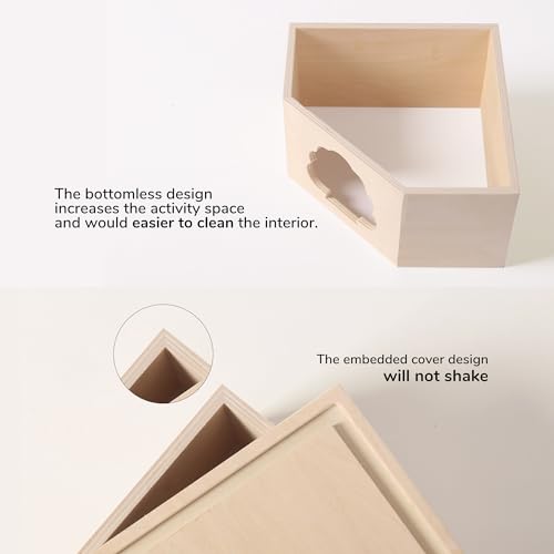 Natural Wooden Hamster House Hideout Small Animals Habitat Exploring Toys for Dwarf & Syrian Hamster, Gerbils, Mice, Rats, Hedgehog, Lemmings (Chestnut Shape Hole)