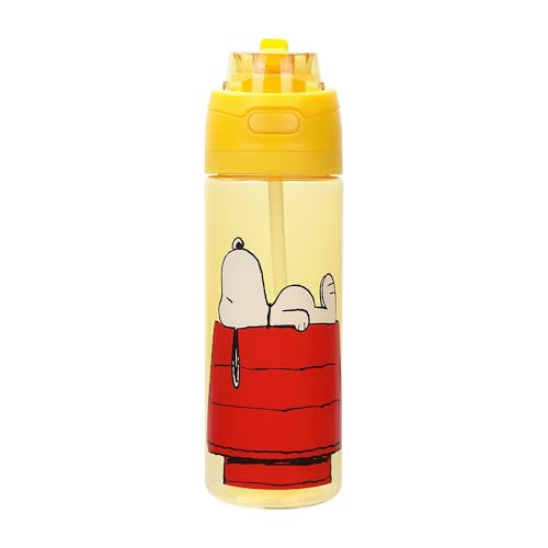 Bioworld Peanuts Snoopy Dog House Yellow 24 Oz Plastic Water Bottle With Dual Spout Lid - color: Peanuts Snoopy Dog House