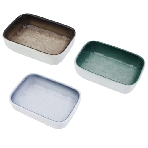 Ceramic Feeding Bowls for Small Animals, Blue + Green + Brown | Ceramic, Not Easily Tipped Over Design, Suitable for Hamsters, Guinea Pigs, Hedgehogs, Flying Squirrels, Mice, Chipmunks