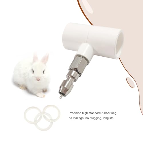 Stainless Steel Water Nipples with PVC Tee for Rabbit (6Pcs) | Metal Automatic Watering System for Rat, Guinea Pig, Hamster, Ferrets, Mouse, Mice