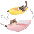 DQITJ 2 Pack Sugar Glider Bed House Hamster Banana Warm Hammock Small Animal Cage Nest (Pink and Yellow)