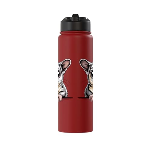 Sugar Glider Cute Peeking Marsupial Funny Animals Stainless Steel Insulated Water Bottle - color: Red