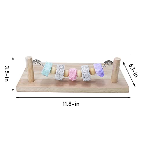 Wontee Wooden Stand Platform with Grinding Toys Bird Perch Stand for Parakeets Cockatiels Conures Rats Gerbils Chinchillas Squirrels
