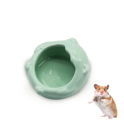 Small Ceramic Pet Hamster Bowl, Easy to Clean Anti Flipping Small Animal Bowls, Hamster Food and Water Bowl for Golden Bears, Rabbits, Hedgehogs, Dutch Pigs, Parrots (Green) - color: Green