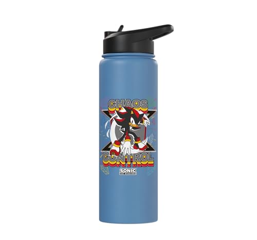 Sonic the Hedgehog - Shadow the Hedgehog "Chaos Control" Stainless Steel Insulated Water Bottle - color: Light Blue