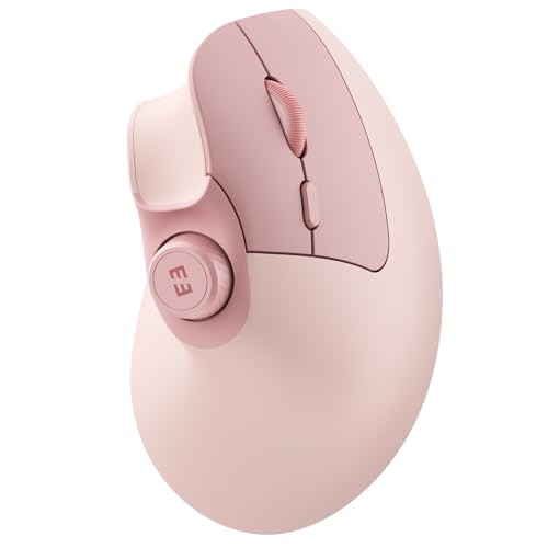 seenda MOU-302 Wireless Bluetooth Ergonomic Vertical Mouse with Volume Knob | Rechargeable 3-device mice for small/medium hands with quiet clicks, 1000/1600/2400 DPI for PC, laptop, MacBook, Pink - color: Pink
