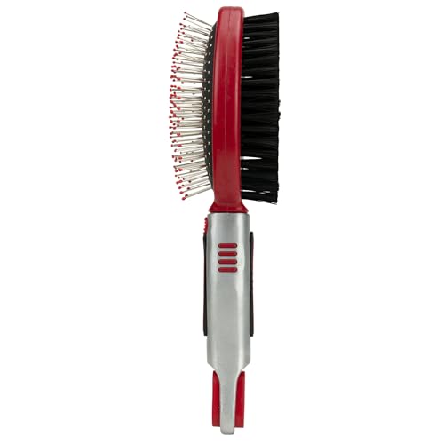 CHI for Dogs Double Sided Pin and Bristle Grooming Brush, 2 in 1 Dog Grooming Brush for Detangling and Smoothing Coats, Removes Loose Hair and Light Tangles, Ergonomic Handle | Detangling and smoothing formula, removes loose hair and light tangles, ergono