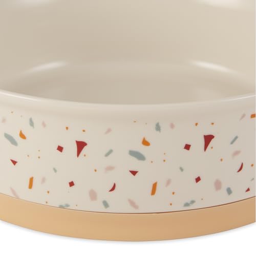 Bone Dry Ceramic Food Bowls, Non-Slip & Dishwasher Safe, Medium Set, 6x2 Terrazzo - color: Terrazzo, size: Medium Set, 6x2"