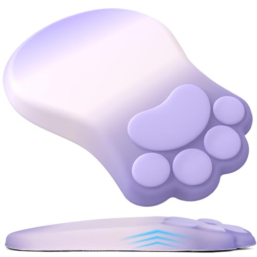 L-SPOUTTO Ergonomic Mouse Pad with Wrist Rest,Cute Cat Paw Mousepad Wrist Support,Comfortable Massage Design Computer Pain Relief Mouse Pad with Non-Slip PU Base for Desk Laptop Gaming,Gradient Purple - color: Gradient Purple