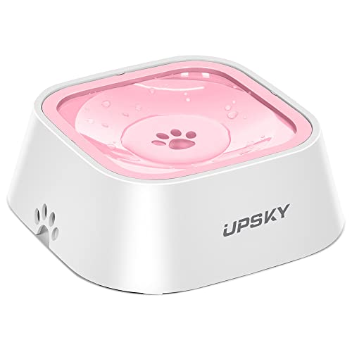 UPSKY 35oz No-Spill Pet Water Bowl, Slow Water Feeder for Dogs and Cats | Splash-Proof Bowls, Slow Drinking Pet Dish, Easy-Clean Dishwasher Safe, Portable For Travel - color: Pink