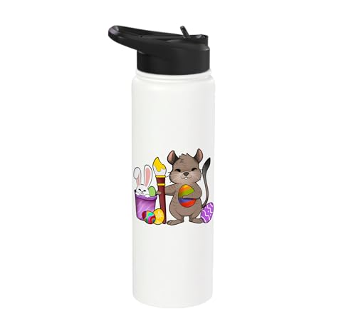 Cute degu painting Easter eggs Stainless Steel Insulated Water Bottle - color: White