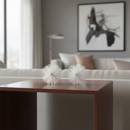 Modern Day Accents 5487 Erizo Urchin X-Small White Sphere Set of 2, 4" D - color: White, size: X-Small