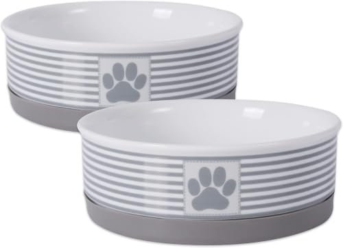 Bone Dry Paw & Patch Ceramic Pet Collection, Medium Set, 6x2, Gray, 2 Piece (Pack of 6) - color: Gray, size: Medium Bowl Set, 6x2" (Pack of 6)