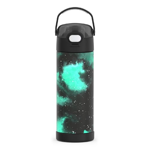 THERMOS FUNTAINER Water Bottle with Spout, 16oz, Galaxy Green | Kids Stainless Steel Insulated Water Bottle, Keeps Drinks Cold Longer for School & Play, BPA-Free - color: Galaxy Green, size: 16 Ounces