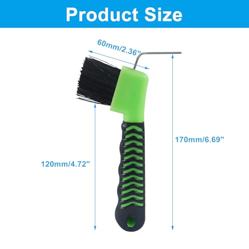 Litoexpe 1 Pcs Green Horse Hoof Pick with Brush | Soft Touch Rubber Handle, for Horse and Equestrian Grooming - color: Green