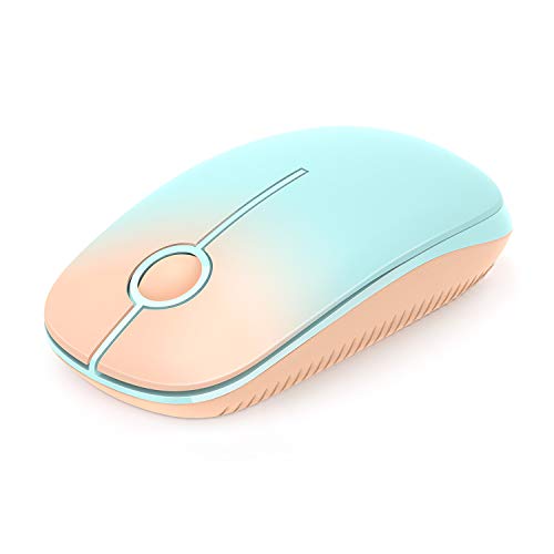 VssoPlor Wireless Mouse, 2.4G Slim Computer Laptop Mouse, Orange to Green | Portable Mouse, Plug & Play USB Nano Receiver, Quiet Silent Optical Mice for Notebook, PC, Laptop, Computer, Windows, Mac - color: Orange to Green