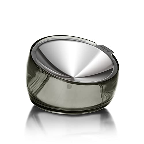 Felli Oblik Elevated Cat Bowl Removable Stainless Steel Wide Dish for Dry Wet Food Feeding & Dishwasher Clean, Slanted Whisker Fatigue Friendly Metal Plate (Smoky, 0.5 Cups Shallow Dish) - color: Smoky, size: 0.5 Cups Shallow Dish