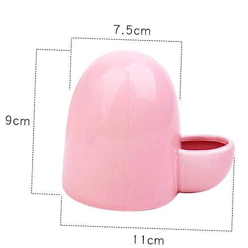 Milisten Ceramic Pet Bowls Self-Dispensing Pet Supplies Small Automatic Feeder for Hamsters Rabbits Drinking Bowl Water Dispenser 3.54X4.33X2.95 in - color: Pink