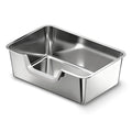 Stainless Steel Litter Box with High Sides,23.6" L X 15.7" W X 7.8" H,Extra Large Jumbo Cat Litter Box,XL Kitty Metal Liter Box for Indoor Big Cat,Non-Sticky,Anti-Leakage(Entry on Long Side) - size: Entry on Long Side