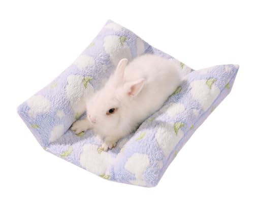 16 * 14in Rabbit Bed Thickened Soft Bunny Bed, Cuddle Cushion Plush Mat with Cotton Lounger Pillows, Small Pet Flop Mat for Cage Sleeping Indoor - color: Blue, size: 16*14in