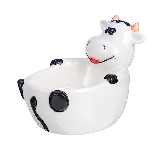 ABOOFAN Animal Shaped Ceramic Bowl Lightweight Cartoon Cow Design Food Container for Dessert Breakfast Snacks Fruit Salad Pasta Soup 5.51X3.54X4.25 Inch