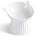 Ceramic Raised Cat Bowl，Tilted Raised Cat Bowl Anti Vomit Cat Bowls for Indoor Cats Whisker Friendly Pet Feeder for Cats Puppies, Microwave and Dishwasher Safe - color: White