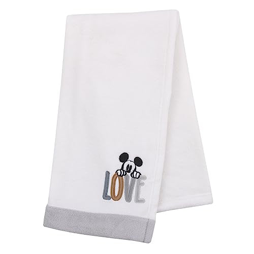 NoJo Disney Mickey Mouse Love Mickey White, Gray, and Tan Love Applique Super Soft Baby Blanket - color: Mickey Mouse Love