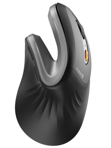 ProtoArc EM11 NL Wireless Ergonomic Vertical Mouse, Rechargeable, Gray | 58° vertical design supports a natural wrist posture, connect 3 devices via Bluetooth/2.4G USB-A, 500mAh USB-C rechargeable. - color: Gray