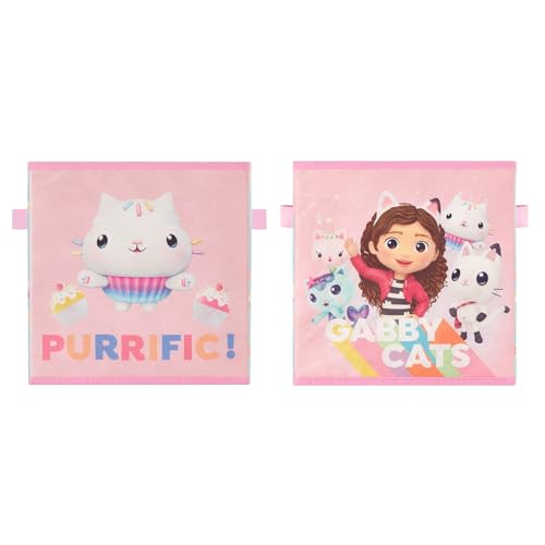 Idea Nuova Gabby’s Dollhouse Set of 2 Collapsible Storage Cubes with Carry Handles, Kids Room & Playroom Organizer Bins, 10” x 10” - color: Gabbys Dollhouse