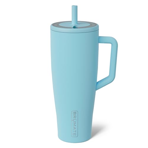 BrüMate Era 40 oz Tumbler with Handle and Straw | 100% Leakproof Insulated Water Bottle Tumbler with Lid and Flexible SoftSip Straw | Made of Stainless Steel | Cup Holder Friendly | 40oz (Glacier) - color: Glacier, size: 40oz