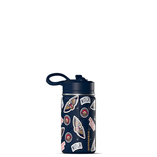 Hydrapeak NBA Officially Licensed New Orleans Pelicans Mini 14oz Kids Stainless Steel Water Bottle with Straw Lid & Flexible Handle, Double Wall Insulated, Spill Proof, Perfect for Back to School - color: New Orleans Pelicans